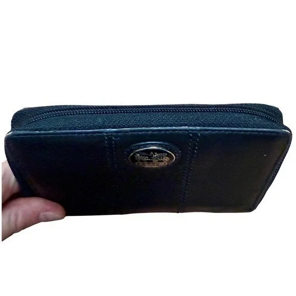 Y2K Coach Horse & Carriage Black Saffiano Leather Medium Wristlet‎ Zip Wallet - Picture 5 of 8